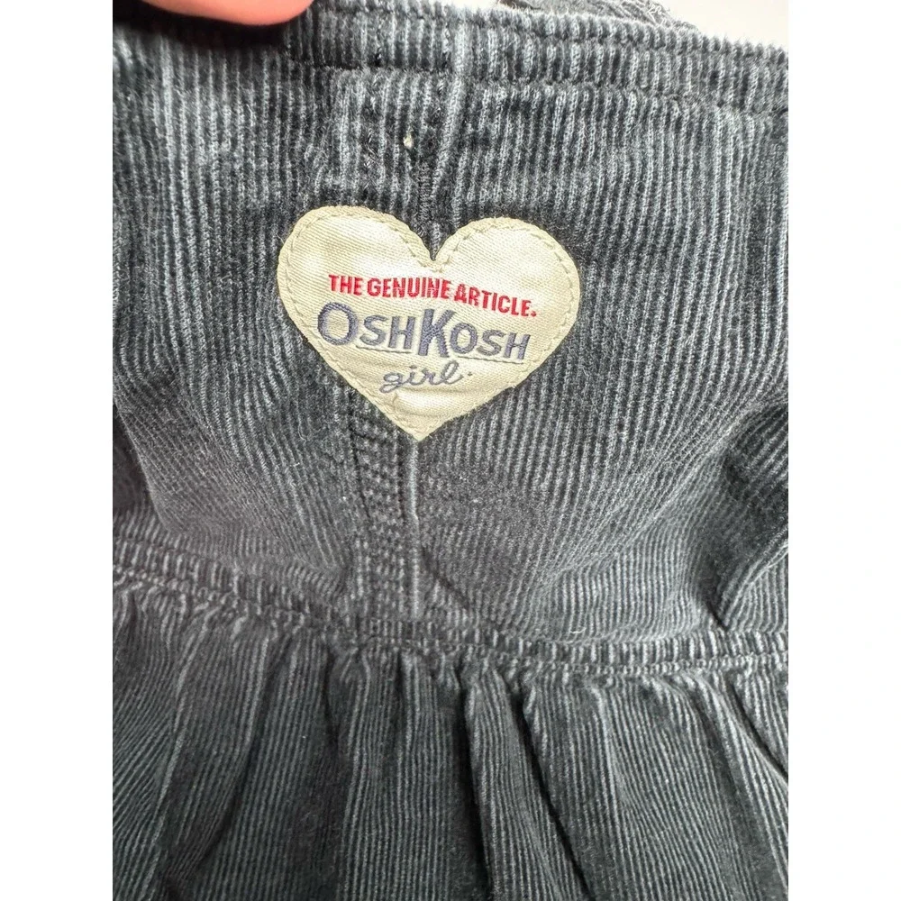 Vtg OshKosh BGosh Corduroy Jumper Dress Black‎ Plaid Bow Size 18 Months